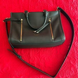 TED BAKER HANEE Double Zip Small Tote Bag Dark Green